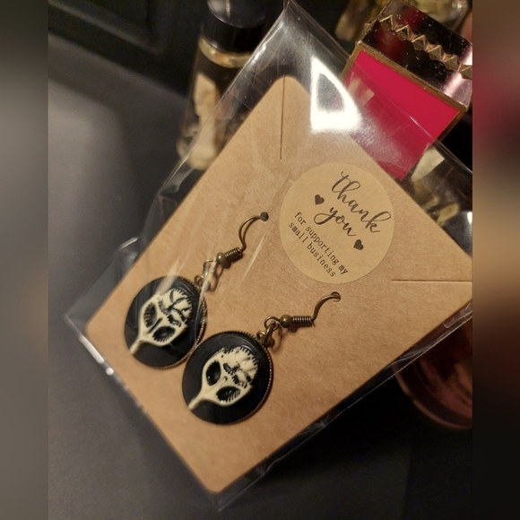Bird Skull Earrings - Picture 2 of 3